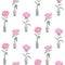 Seamless floral pattern with peonies with vase on white background, watercolor. design for textiles, interior, clothes