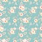 Seamless floral pattern with pink watercolor flower posies