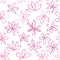 Seamless floral pattern with polka dot ornament. Stylish drawn dotted backdrop with flowers. Abstract textured circle and flowers