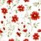 Seamless floral pattern with red poppies. Vector illustration