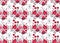 Seamless floral pattern with red roses, berries and poppies isolated on white background. Print for curtain. Vector summer design