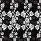 Seamless floral pattern with roses branches. White roses on a black background.
