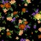 Seamless floral pattern with roses and freesia, watercolor