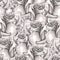 Seamless floral pattern with roses painted by grey (simple) pencil