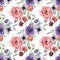 Seamless floral pattern with roses, peones, anemone watercolor.