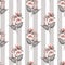 Seamless floral pattern on striped background. Pastel autumn colors.