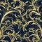 Seamless floral pattern. Vector. Twisting branches of plants. Medieval old traditional palace style
