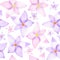 A seamless floral pattern with watercolor hand-drawn pink and purple spring flowers