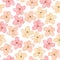 A seamless floral pattern with watercolor hand-drawn tender pink spring flowers