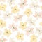 A seamless floral pattern with watercolor hand-drawn tender pink spring flowers