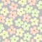 A seamless floral pattern with watercolor hand-drawn tender pink, yellow and green spring flowers