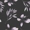 Seamless floral pattern with the watercolor purple leaves on the branches