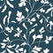 seamless floral pattern white silhouettes on dark background