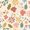 Seamless floral pattern. Wild flowers, herbs background with endless botanical print.