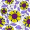 seamless floral pattern of yellow-blue sunflowers, bright repeating pattern, Ukrainian theme