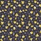 Seamless floral pattern in yellow, cream, mustard and purple