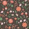 Seamless floral print with bright fairy flowers,. Vector folklore ornament for fabric