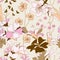 Seamless floral print for fabric in vintage style. Vector beige textile background with delicate flowers for fabric, bedding and
