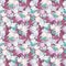 Seamless floral romantic spring pattern background flowers ornament textile Illustration