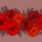 Seamless floral wide garland. Wreath / ribbon of poppies. Template for textiles, decor, wallpaper. Bright poppies on a light