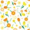 Seamless florals pattern background with cute florals vector design