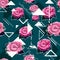 Seamless florals pattern background with pink roses