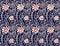 Seamless flower paisley allover with navy background