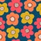 Seamless flower pattern. Bold florals Scandinavian flat style repeating background. Botanical minimalistic doodle