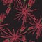 Seamless flower pattern for fabric design. Floral line red exotic chrysanthemum flowers illustration.