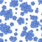 SEAMLESS FLOWER PATTERN. White background. Spring bright colors. blue. Perfect design for textile and wrapping paper. Flax flowers