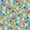 Seamless flowers pattern: daffodil, tulip, chamomile, poppy, cornflower, sunflower, bluebell, rose on the grass