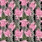 Seamless flowers roses pattern on black lacy