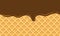 Seamless Flowing chocolate on wafer texture sweet food background