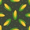 Seamless food pattern of bell pepper on yellow background. Backdrop for wallpaper, print, textile, fabric, wrapping