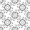 Seamless free hand drawn background . Decorative motif with intersecting abstract floral elements. Symmetrical monochrome pattern