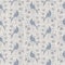 Seamless french farmhouse bird foliage linen printed fabric background. Gray pattern texture. Shabby chic style woven