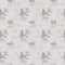 Seamless french farmhouse bird linen printed fabric background. Provence blue pattern texture. Shabby chic style woven