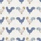 Seamless french farmhouse cockerel pattern. Provence linen shabby chic style. Hand drawn rustic texture background
