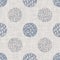 Seamless french farmhouse geo abstract linen printed fabric background. Provence blue gray pattern texture. Shabby chic