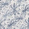 Seamless french farmhouse linen printed floral damask background. Provence blue gray linen pattern texture. Shabby chic