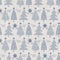 Seamless french farmhouse linen printed winter holiday background. Provence blue gray linen pattern texture. Shabby chic