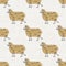 Seamless french farmhouse sheep charcuterie butcher pattern. Farmhouse linen shabby chic style. Hand drawn rustic