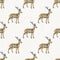 Seamless french farmhouse stag deer cut chart pattern. Farmhouse linen shabby chic style. Hand drawn rustic texture