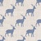 Seamless french farmhouse stag deer cut chart pattern. Farmhouse linen shabby chic style. Hand drawn rustic texture