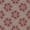 Seamless french floral farmhouse woven linen texture. Two tone red shabby chic pattern background. Modern vintage fabric