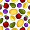 Seamless fresh fruits pattern for food design