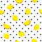 Seamless fresh lemon pattern with colorful summer on polka dots