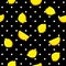 Seamless fresh lemon pattern with colorful summer on polka dots