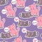 Seamless friendship of 2 cats pattern.