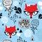 Seamless frozen pattern with winter fox and roses.